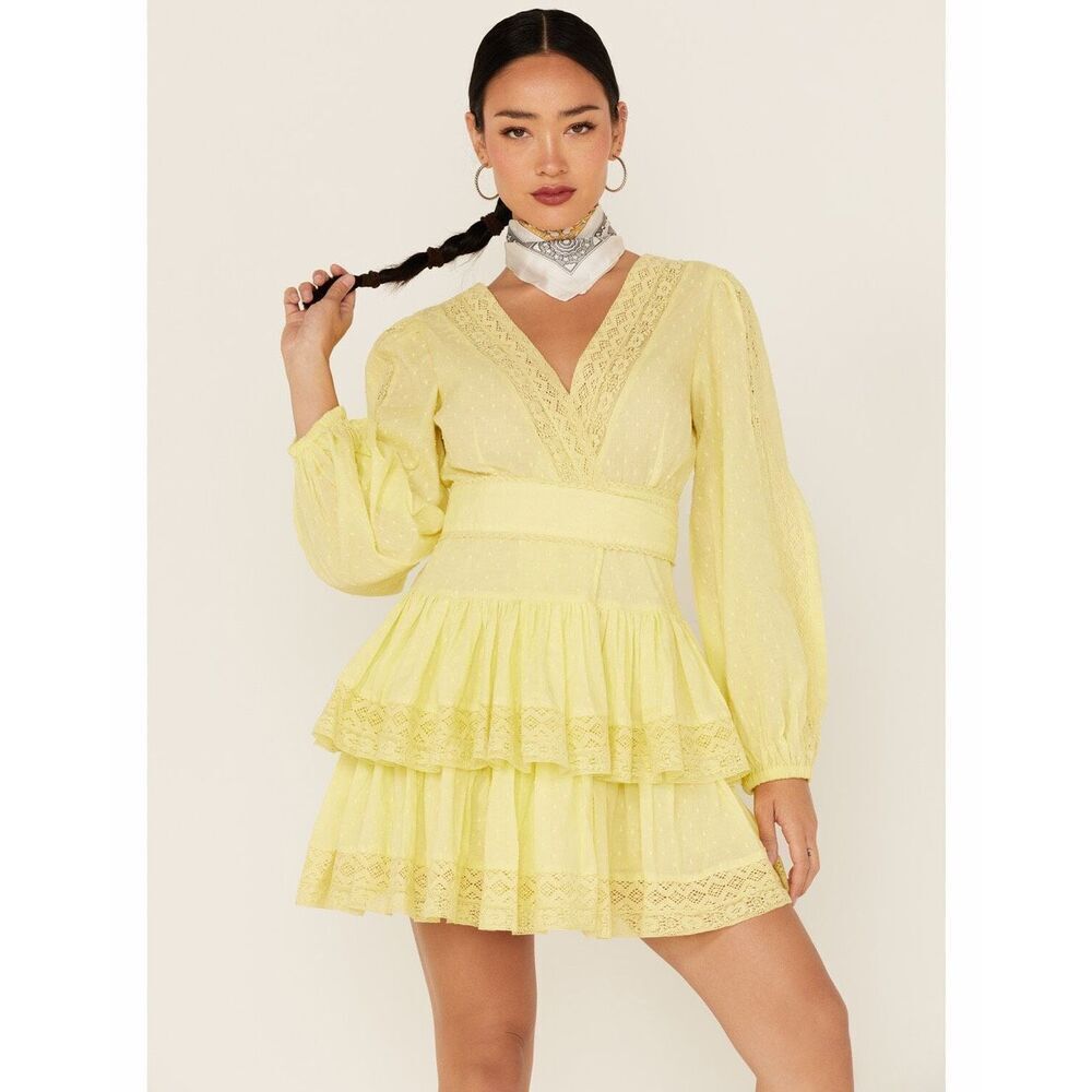 MAIA BERGMAN WOMEN'S MIKA LACE TIERED MINI DRESS SIZE XS